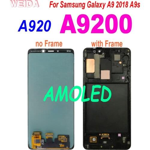 6.3'' Amoled For Samsung Galaxy A9 2018 A920 A9s A9 Star Pro LCD Display Touch Screen Digitizer Assembly Frame for A9200 LCD