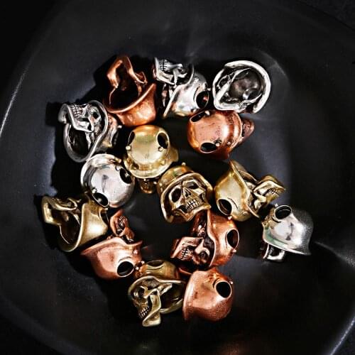 Retro Gold Color Beads Wearing Helmet Soldier Skull Shape 1 Piece/Lot Bead Accessories For Handmade DIY Hand-Knitted Bracelets