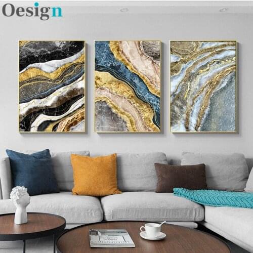 Golden Marble Pattern Abstract Canvas Painting Nordic Poster and Print Contemporary Wall Art Picture Modern Living Room Decor