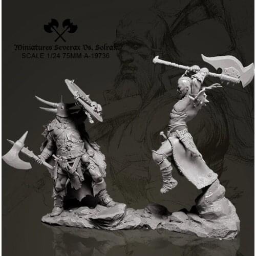 1/24 (75mm) Resin Figure Kits warrior battle duo resin Soldier model self-assembled A-19737