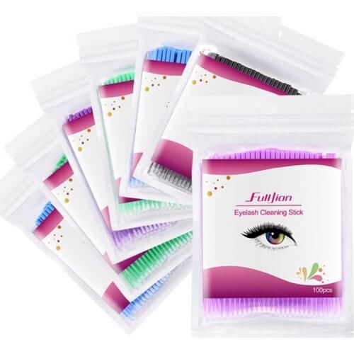 100Pcs Disposable Eyelash Cotton Swab Micro Brushes Eyelashes Extension Cleaning Sticks Brushes For Eyes Mascara Remove Makeup