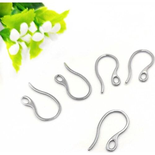 100pcs 316L Stainless Steel Ear Hooks 1mm Thick Flat Ear Hooks DIY Earring Finding