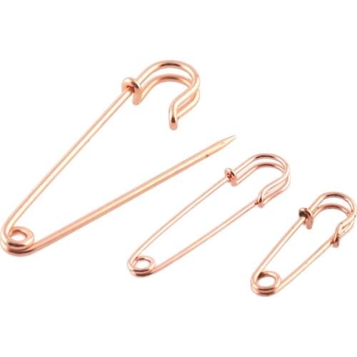 12pcs Jumbo Safety Pins Rose Gold 27/38/57mm Metal Sewing brooch Pins earring decoration Hardware Making
