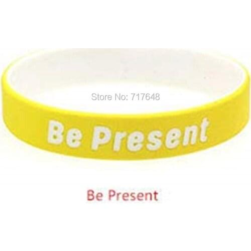 300pcs Life Sentences Be Present wristband silicone bracelets free shipping by FEDEX A
