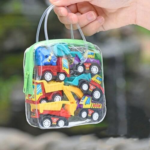 6pcs Pull Back Car Toys Mobile Machinery Shop Construction Vehicle Fire Truck Taxi Model Baby Mini Cars Gift Children Toys