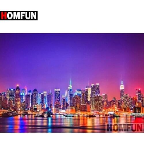 HOMFUN Full Square/Round Drill 5D DIY Diamond Painting "City night scene" Embroidery Cross Stitch 5D Home Decor A15820
