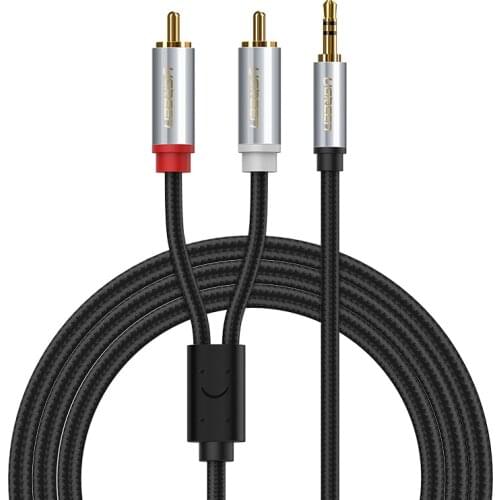 AV135 HIFI 3.5mm to 2 RCA Audio Cable Adapter RCA Jack Cables Male to Male Nylon Braided Aux Cable for iPhone MP3 DVD Amplifier