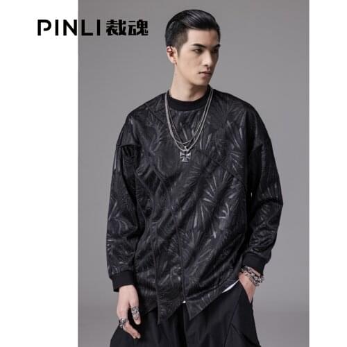Free shipping New Mens Male Trend 2021 spring dark round neck jacquard pullover sweatershirt BC211109187