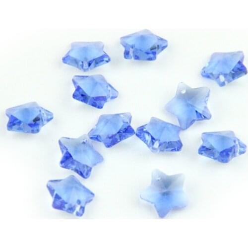 100pcs 14mm Lt Blue Glass Star Beads In One Hole Diy Wedding Garland Strand Bead Christmas Tree Door Curtain Pendant Beads