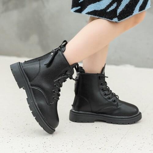 Children Ankle Boots 2021 Autumn New Boys Martin Boots Girls Fashion Boots Double Back Zipper Classic Kids Rubber All-match Hot