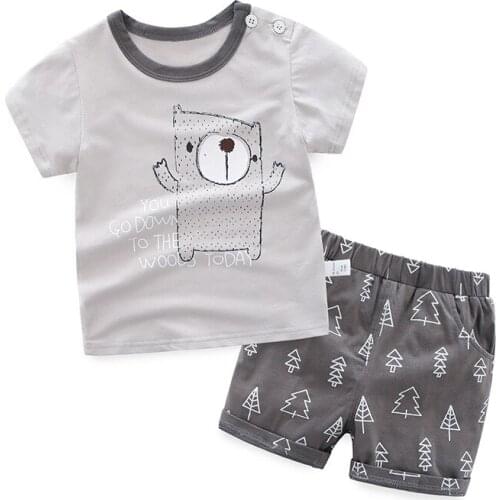 ChildrenS Suit Clothes Kids Baby Sets Cute Cartoon Bear Fashion Infant Boys Clothes Girls Baby Short-Sleeved T-Shirt Pants Sets