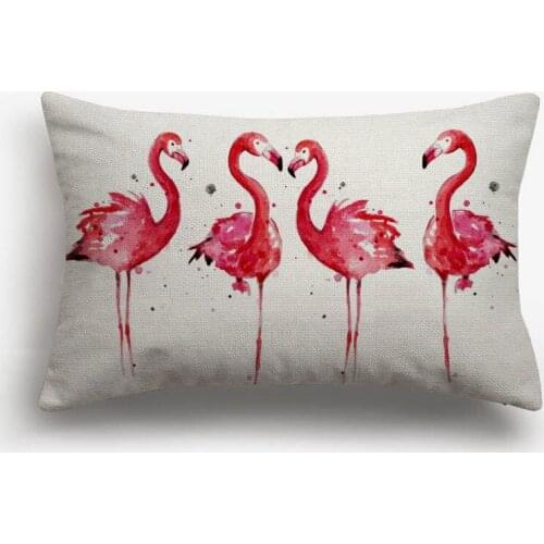 Flamingo Bird Animals Throw Pillow Cover Linen Cushion Case 45X45cm 30X50cm Modern Sofa Decoration