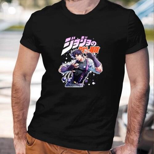 Summer Mens Jojo Bizarre Adventure T-Shirt Cool Jotaro Kujo Printed Short Sleeved Cotton Tee Joseph Joestar Graphic Tops Tee