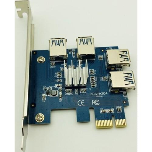 HOT Riser Card PCIE 1 to 4 Multiplier Hub Adapter PCI Express 1x to 16x Slot 4 USB 3.0 Riser For Bitcoin BTC Miner Mining Device