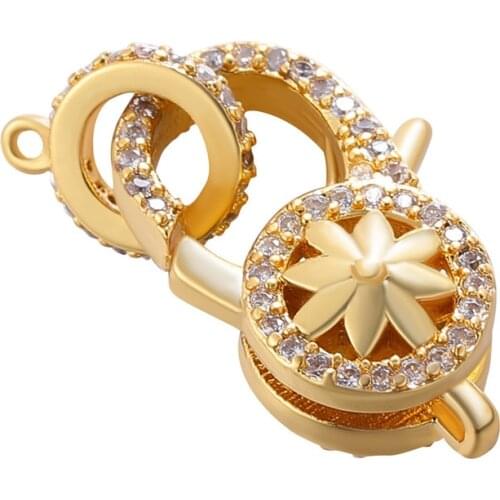 JUYA Fastener Clasps Hooks Cubic Zirconia Clasp Charm Connectors For Bracelets Making DIY Handmade Jewelry Findings Accessories