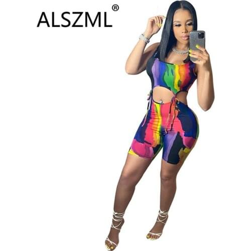 Summer Hot Reocmmend Deep V Neck Sleeveless Crop Top And Hot Short 2 Pieces Set Sexy Tight Tracksuits