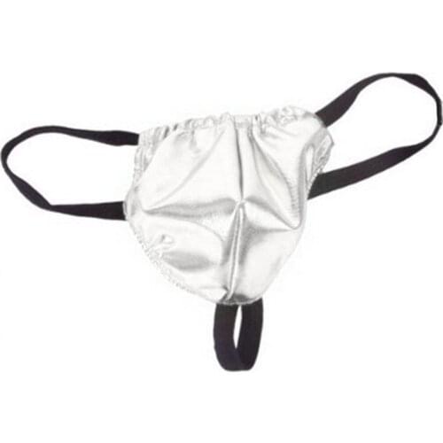 Mens Sexy Underwear Artificial Patent Leather Elastic G-String Thongs T-Back Underpants Erotic Micro Bikini Gays Briefs Panties