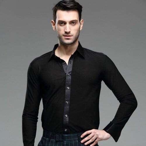 New Men Latin Dance Salsa Shirt Long Sleeve Adult Party Ballroom Jazz Tango Samba Modern Dance Shirt Competition Practice Tops