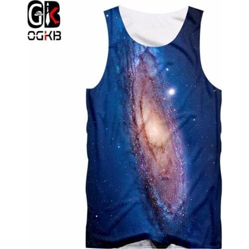 OGKB Mens Cool Tank Top Summer Galaxy Space Printed 3d Vest Man Bodybuilding Fitness Workout Sleeveless O Neck Tee Shirt 5XL