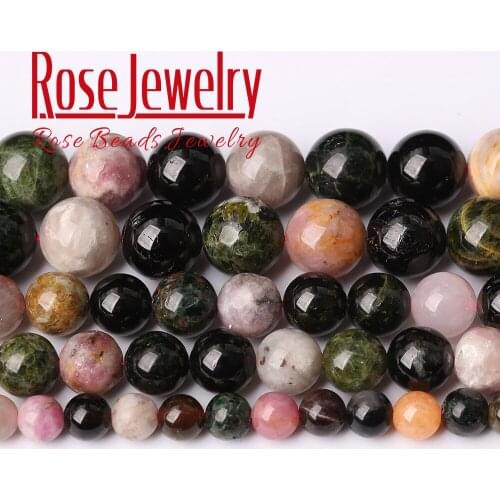 Wholesale 5A Natural Colorful Tourmalines Round Natural Stone Beads For Jewelry Making DIY Bracelet Necklace 4/6/8/10/12 MM