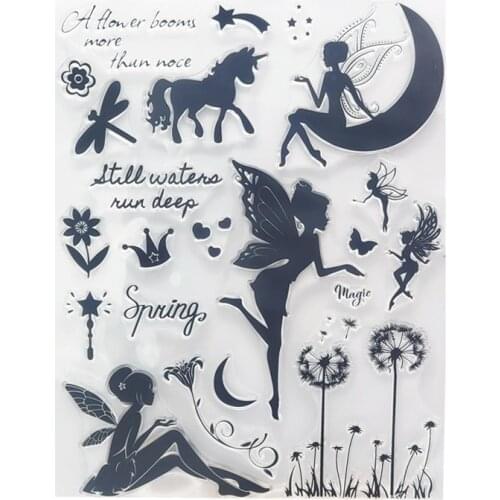 Fairy Butterfly Clear Rubber Stamps for DIY Scrapbooking Card Transparent Silicone Stamp Making Photo Album Crafts Decoration