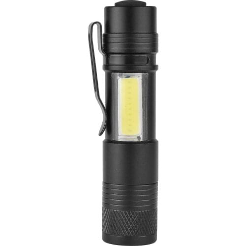 3504 XPE-Q5+COB 600Lumens Zoomable Mini LED Flashlight Emergency Inspection Worklight AA/14500 With Clip Holder For Outdoor