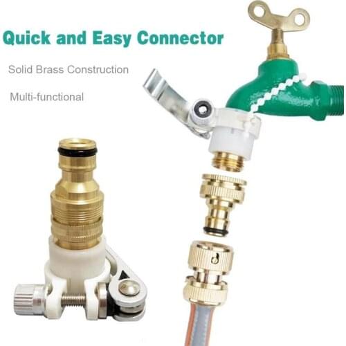 Universal 3-in-1 Brass Hose Tap Connectors Set Convertible Faucet Connector Household CLH@8