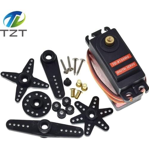 TZT TD-8120MG Waterproof Metal Gear Digital Servo with 20kg High Torque 180Angle for RC Remote Control Car Model Vehicle