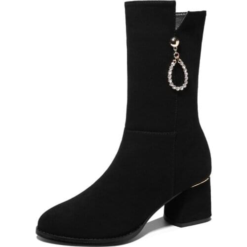 Round Toe Thick Heel WomenS Boots, Solid Color Short Boots With Side Zipper, WomenS Platform Shoes