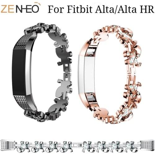 Womens Bracelet Lovely Rhinestone Stainless Steel Band for Fitbit Alta/Alta HR watch Strap Wristband For Fitbit Alta Watchbands