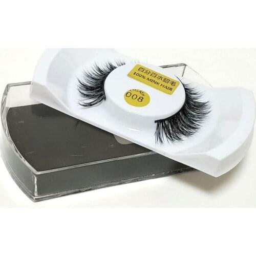 100% Real Mink Hair Black Natural Thick False Fake Eyelashes Women Lady Eye Lashes Makeup Extension Tools 008