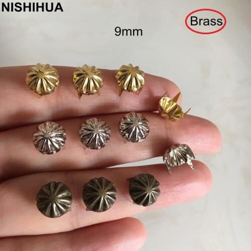 100 pcs - Brass Claw Rivet Studs 9mm Round Mushroom Rivet For Clothes Decoration,Gold/Silver/Bronze 4 Claws -B