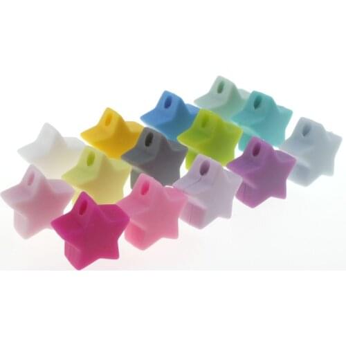 100PC Pentagram Silicone Star Beads 15mm Baby Teething Pendant Necklace Baby Teether Chew Beads Bpa Free Nursing Gift