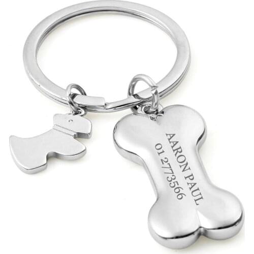 100Pcs Personalized Engagement Party Gifts For Guests Silver Polished Doggy Bone Keychain Custom Birthday Favors And Gifts