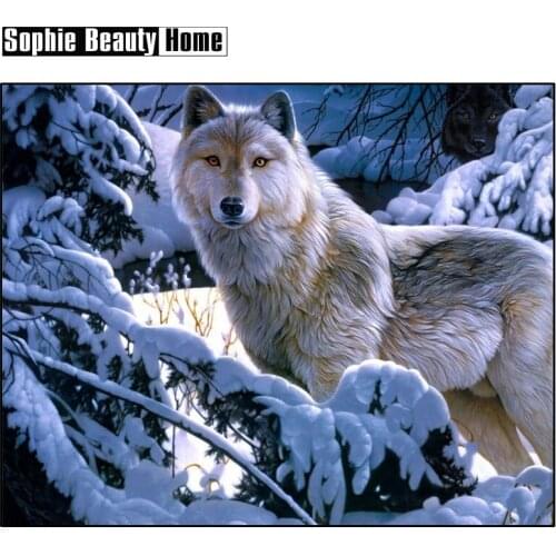 2018 Rushed New Arrival Diy Diamond Painting Cross Stitch Embroidery Rhinestone Pasted Mosaic For Square Drill Animal Snow Wolf