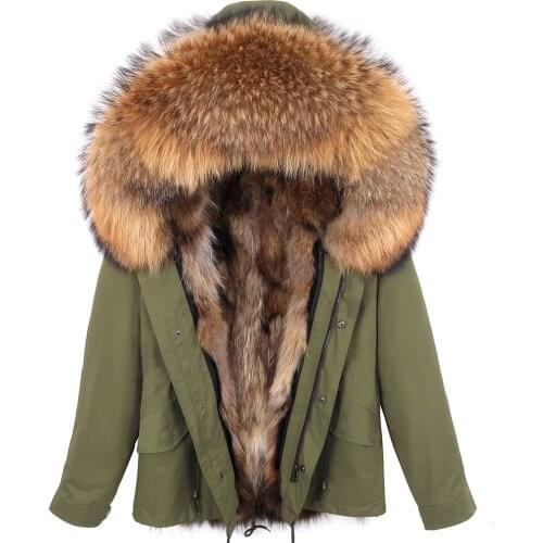 2021 Men Winter Jacket Real Raccoon Fur Hooded Coat Real Fur Parka Nature Raccoon Fur Lining Jackets Man Real Fur Coat