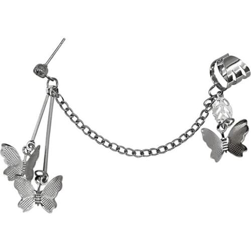 2021 Fashion Butterfly Clip Earrings Ear Hook Stainless Steel Ear Clips Double Pierced Earring Earrings Women Girls Jewelry