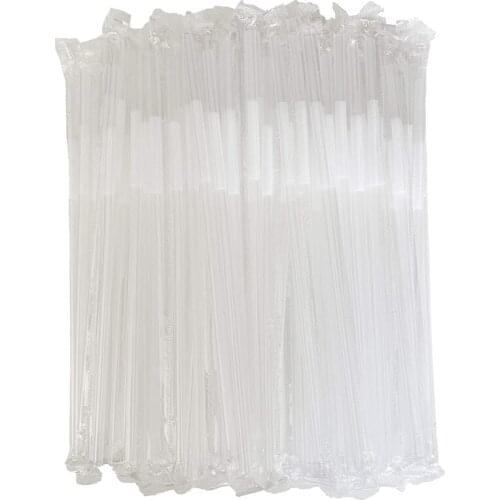 500Pcs 10.2Inch Transparent Flexible Drinking Straws,Individual Package Disposable Plastic Straws, Party Fancy Straws