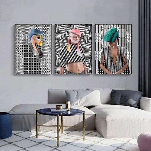 Abstract Black White Model Woman Figure Hairdresser Nordic Canvas Painting Poster Prints Wall Art Picture Living Room Home Decor