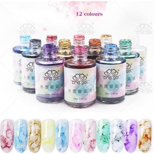 Watercolor Ink Liquid Nail Polish Gel Effect Gradient Manicure Women15ml Manicure Semi Permanent Varnish Cat Eye Glitter Shiny