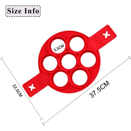 1Pcs Pancake Maker Nonstick Silicone Pancake Mold 7 Holes Regular Round Egg Frying Form Flip Cooker For Pancakes Kitchen Helpers