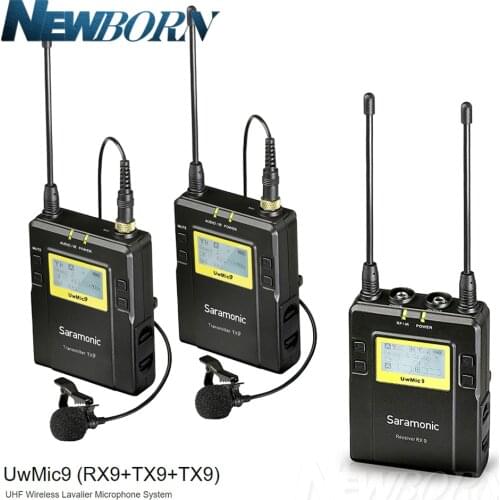 Saramonic UWMIC9 Broadcast UHF Camera Wireless Lavalier Microphone System Transmitters +One Receiver for DSLR Camcorder