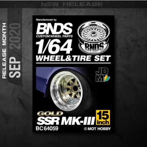 BNDS 1:64 Metal Wheels Rubber Tires by MK-Ⅲ SSR Hot Assembly Rim Custom Modified Parts JDM Model Car Vehicle 4pcs Set Toy