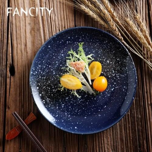 FANCITY Large plate, home ceramic shallow plate, creative restaurant flat plate, dish plate