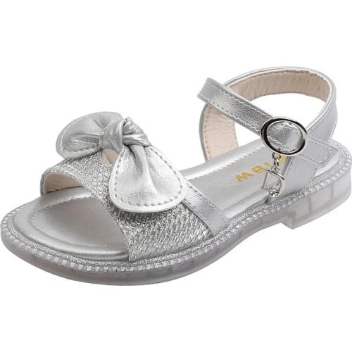 CNFSNJ brand 2021 hot sale summer bow tie Flat With Girls Sandals For Baby Toddler Fashion Soft Bottom Ankle-Warp Shoes 26-36