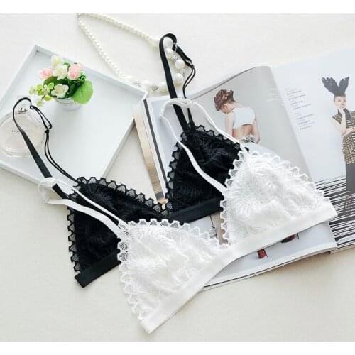 Bra Soft White Silk Bralette Comfortable Wireless Women Bra Triangle Lace Bralette Brassiere Sexy Ladies Bras For Women Crop Top