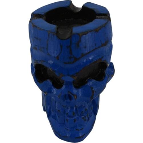 Wooden Ashtray, Skull Ashtray, Skeleton Ashtray, Natural Handmade Quality Gift Blue
