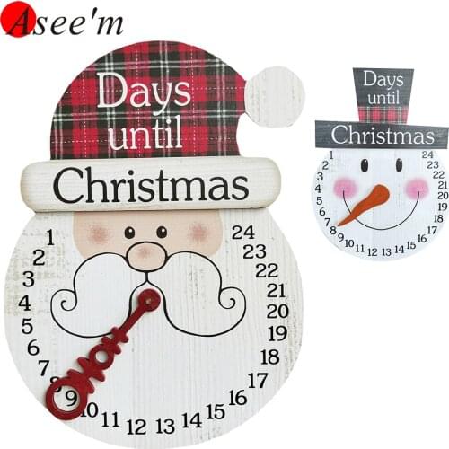 Days Until Christmas Countdown Clock Snow Snowman Santa Pre Merry Christmas Last Month 24 Days Wooden Haning Decoration Oranment