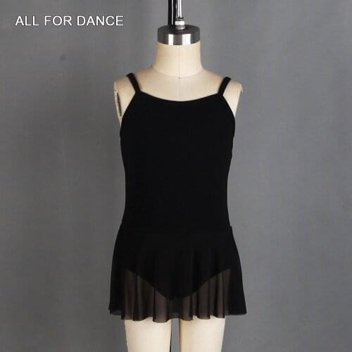 Childrens Camisole Skirted Leotard Cotton Ballet Dance Leotard with Soft Stretch Mesh Skirt Dance Wear for Practicing 03D0017