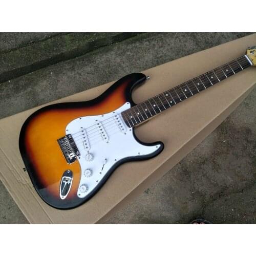 Factory Custom Tobacco Sunburst Body Electric Guitar with 6 Strings,White Pickguard ,Chrome Hardwares,Offer Customized